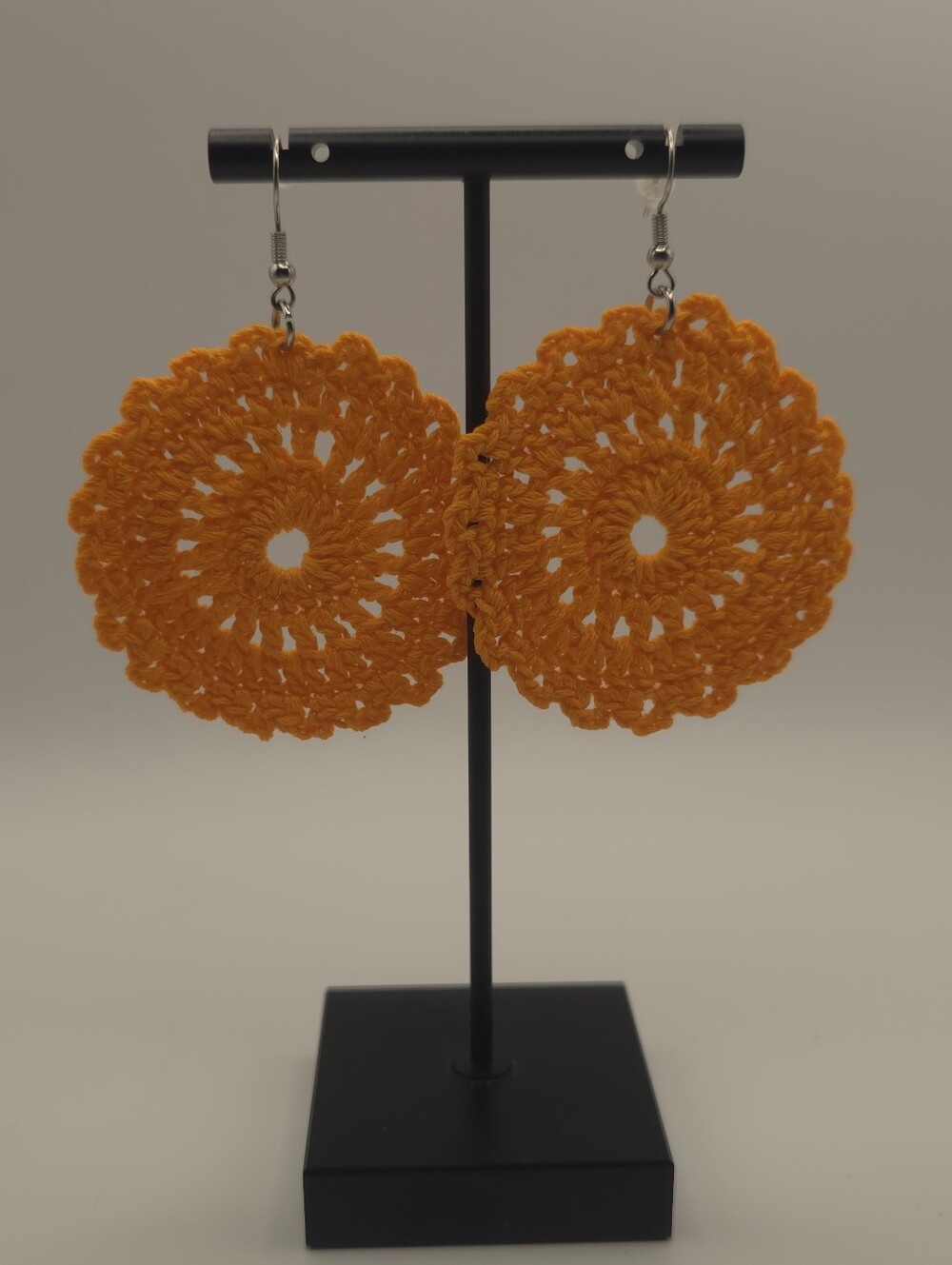 Handmade Yellow Crochet Circle Earrings